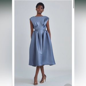 amsale mikado a-line dress in the color “slate” size 0